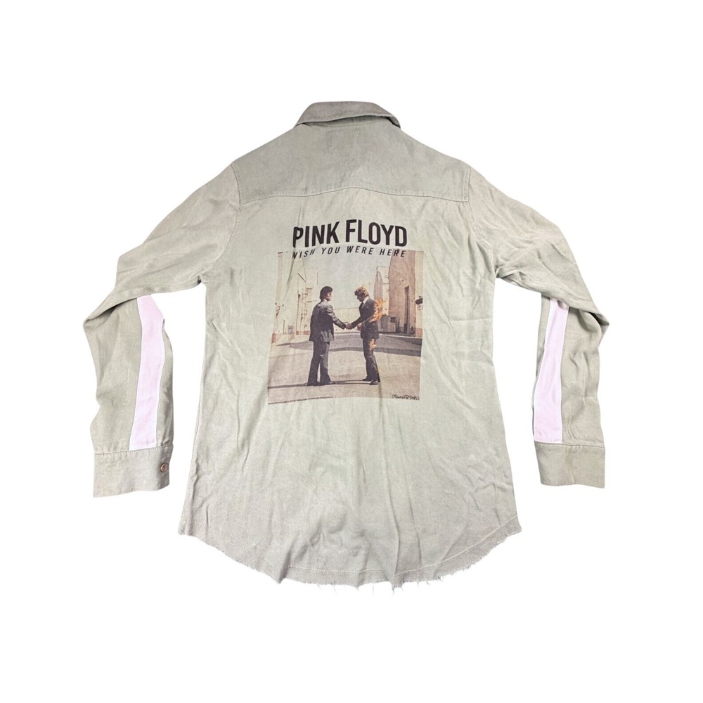 Lauren Moshi Womens Pink Floyd Wish You Were Here Button Up Shirt XS Green Raw